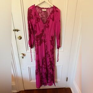 Auguste The Label Magenta Floral Long Sleeve Dress